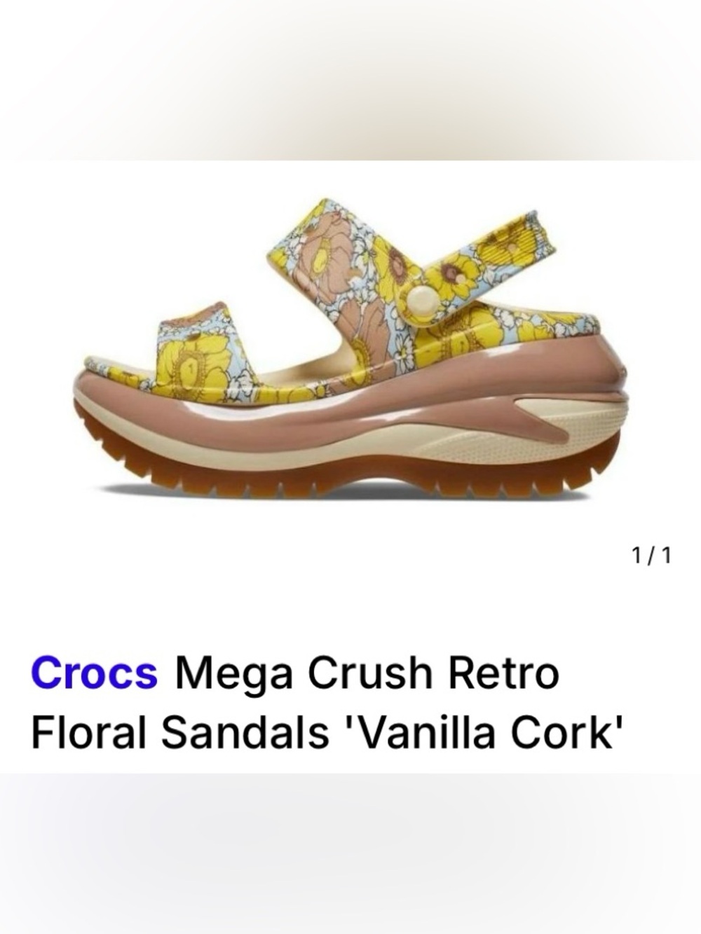 CROCS Mega Crush Retro Floral Sandals 'Vanilla Cork’